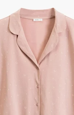 Damskie ATLANTIC Bielizna Plus Size|Ciepłe Piżamy - bawełniana piżaa daka rozpinana NP-503-RÓŻOWY JANY