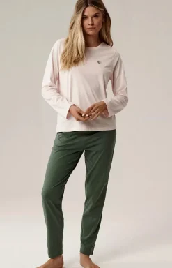 Damskie ATLANTIC Bielizna Plus Size|Ciepłe Piżamy - długa bawełniana piżaa daka NP-498-ROZJ_ZIE