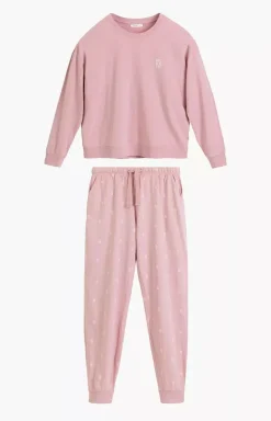 Damskie ATLANTIC Bielizna Homewear|Piżamy Damskie - długa bawełniana piżaa daka NP-514-ROZJ