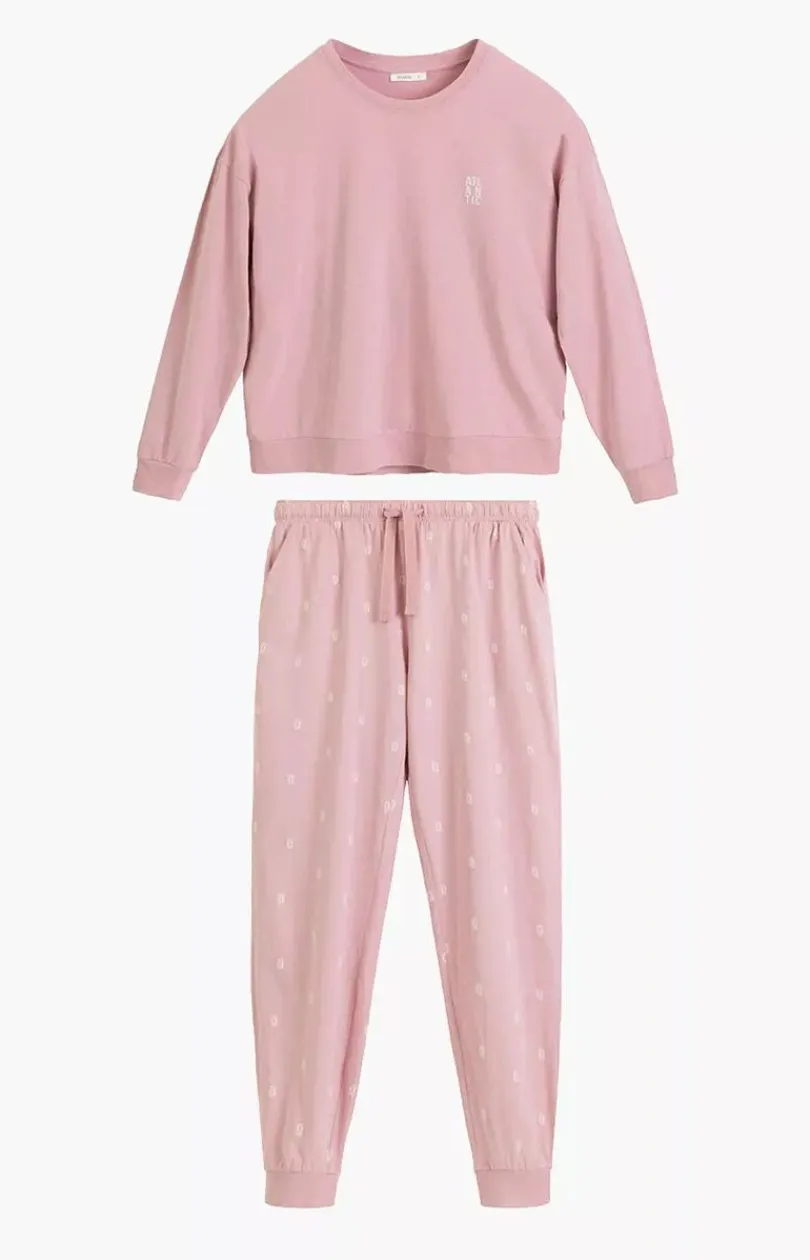 Damskie ATLANTIC Bielizna Homewear|Piżamy Damskie - długa bawełniana piżaa daka NP-514-ROZJ