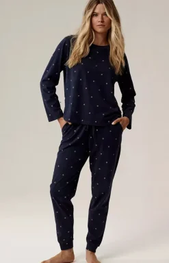 Damskie ATLANTIC Bielizna Plus Size|Ciepłe Piżamy - długa bawełniana piżaa daka NP-500-