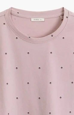 Damskie ATLANTIC Bielizna Plus Size|Ciepłe Piżamy - długa bawełniana piżaa daka NP-500-RÓŻANY