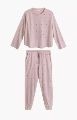 Damskie ATLANTIC Bielizna Plus Size|Ciepłe Piżamy - długa bawełniana piżaa daka NP-500-RÓŻANY