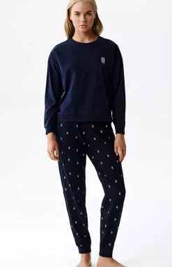 Damskie ATLANTIC Bielizna Plus Size|Ciepłe Piżamy - długa bawełniana piżaa daka NP-514-GRA