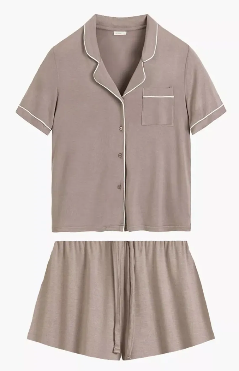 Damskie ATLANTIC Piżamy Damskie Krótkie|Bielizna Homewear - dwuczęściowa piżaa daka rozpinana NP-496-KANY