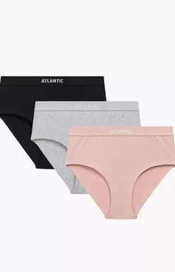 Atlantic 3-pack bawełniane figi damskie Maxi 3CLP-009-CZA/ROS/SZM