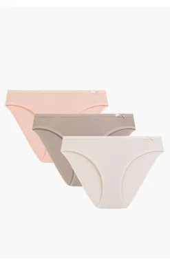 Damskie ATLANTIC Wielopaki Damskie|Figi Bawełniane - 3-pack figi damskie bikini 3CP-001-BRZ/KAM/BEZJ