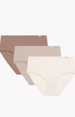 Damskie ATLANTIC Majtki Z Wysokim Stanem|Bielizna Plus Size - 3-pack figi damskie Classic 3CLP-004B-ECRC/BEZ/BEZC