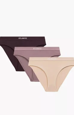 Damskie ATLANTIC Wielopaki Damskie|Figi Bawełniane - 3-pack figi damskie Sport 3CLP-012-ROSC/WIN/BEZC