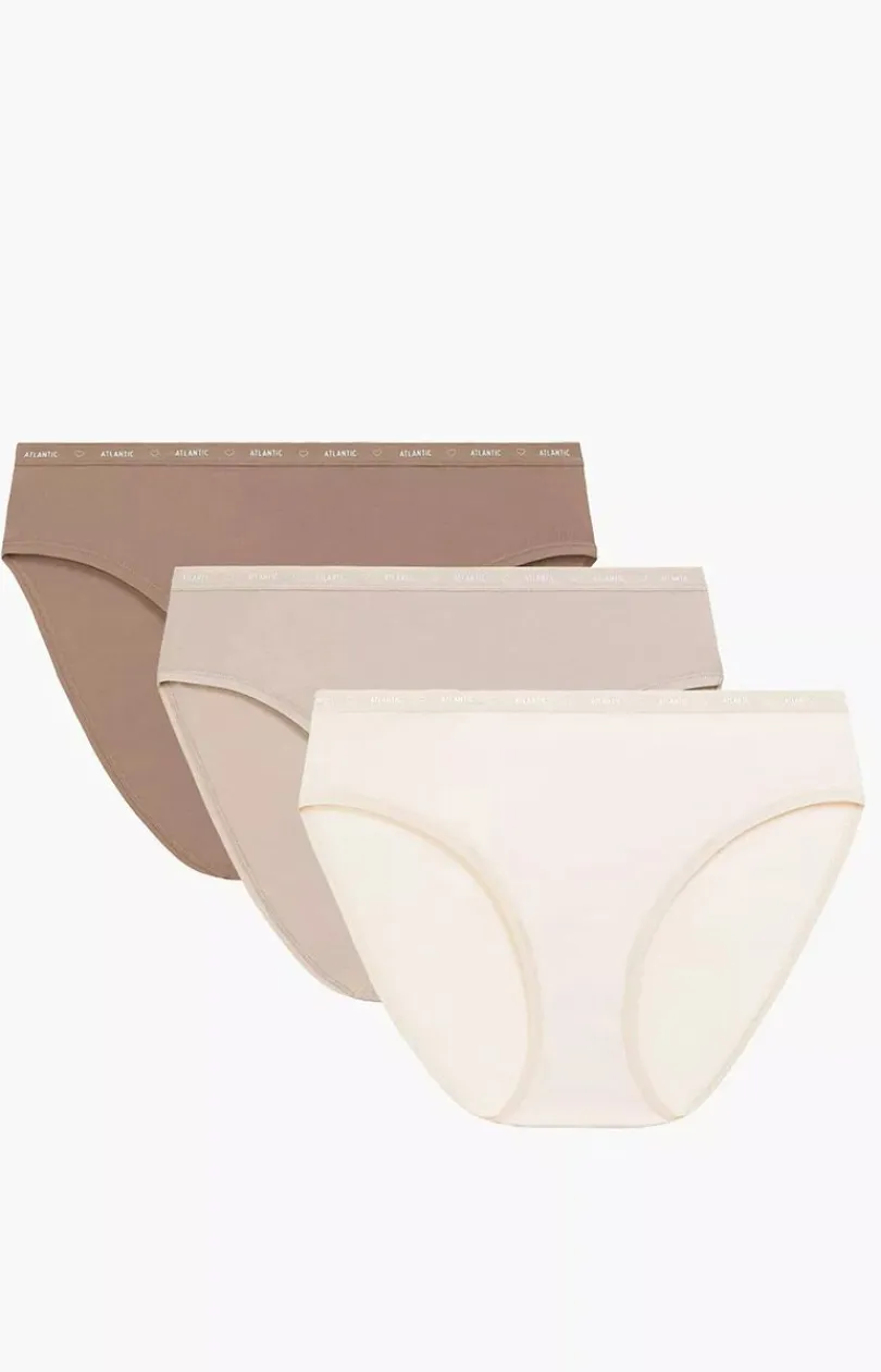 Damskie ATLANTIC Majtki Z Wysokim Stanem|Bielizna Plus Size - 3-pack figi dakie port High eg 3CP-010B-ECRC/BEZ/BEZC