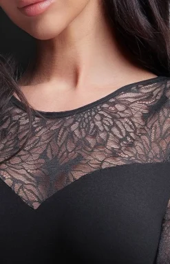 Ava body damskie z koronką i długim rękawem 030