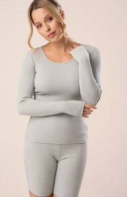 Babell Moda - Bawełniana buzka damka prążkowana eukaiptuowa 3003