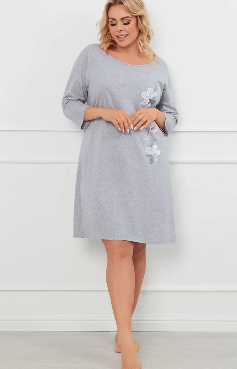 Damskie Italian Fashion Koszule Nocne|Koszule Nocne Damskie - Bawełniana kozula daka zara z rękawe 3/4 Ibena