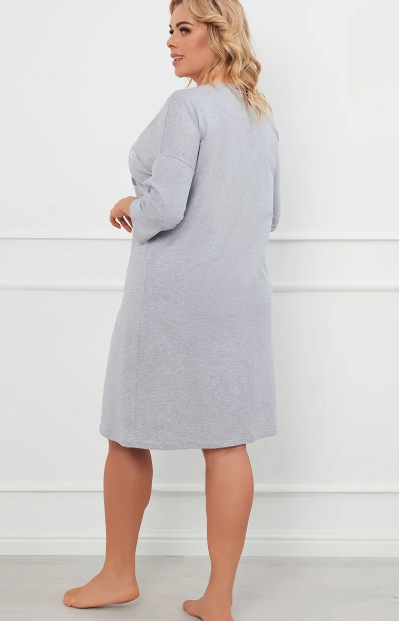 Damskie Italian Fashion Koszule Nocne|Koszule Nocne Damskie - Bawełniana kozula daka zara z rękawe 3/4 Ibena