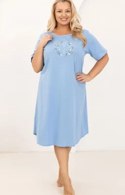 Bawełniana koszula nocna damska niebieska plus size 176