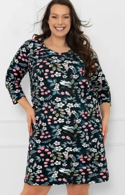 Damskie Italian Fashion Koszule Nocne|Koszule Nocne Damskie - Bawełniana koszua nocna daska 3/4 rękaw ucja