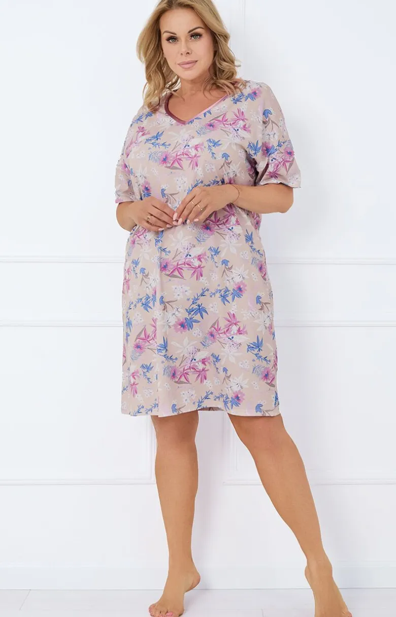 Bawełniana koszula nocna damska na krótki rękaw Genua