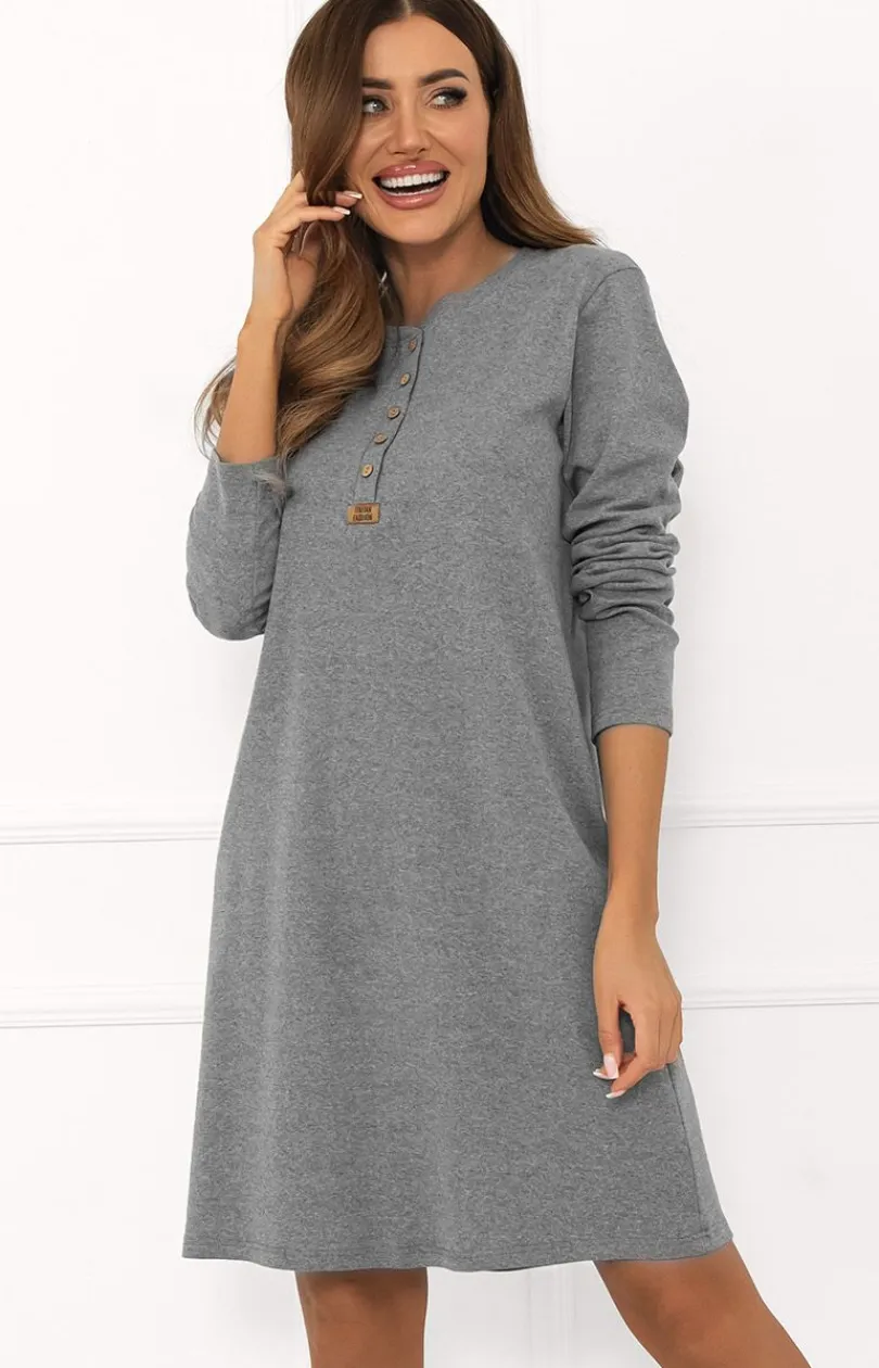 Damskie Italian Fashion Koszule Nocne|Koszule Nocne Damskie - Bawełniana kozua nocna daka na długi rękaw zara Gordo
