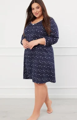 Damskie Italian Fashion Koszule Nocne|Koszule Nocne Damskie - Bawełniana kozua nocna daka z rękawe 3/4 Arugia