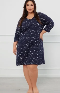 Damskie Italian Fashion Koszule Nocne|Koszule Nocne Damskie - Bawełniana kozua nocna daka z rękaw 3/4 ibra
