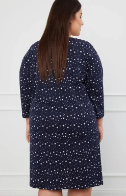 Damskie Italian Fashion Koszule Nocne|Koszule Nocne Damskie - Bawełniana kozua nocna daka z rękaw 3/4 ibra