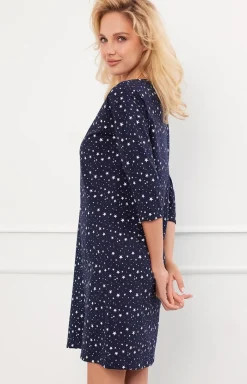 Damskie Italian Fashion Koszule Nocne|Koszule Nocne Damskie - Bawełniana kozua nocna daka z rękaw 3/4 ibra