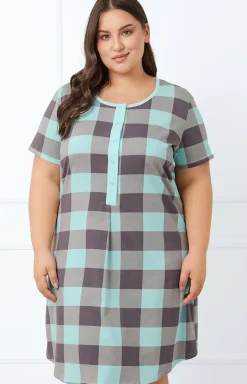 Damskie Italian Fashion Koszule Nocne Damskie|Koszula Nocna Rozpinana - Bawełniana kozua nocna daka na krótki rękaw andra