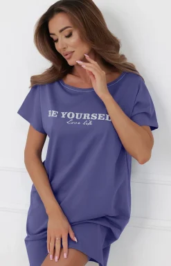 Damskie Italian Fashion Koszule Nocne|Koszule Nocne Damskie - Bawełniana kozua nocna z krótki rękawe Ria