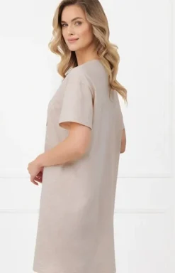 Damskie Italian Fashion Koszule Nocne|Koszule Nocne Damskie - Bawełniana kozua nocna z krótki rękawe hiba