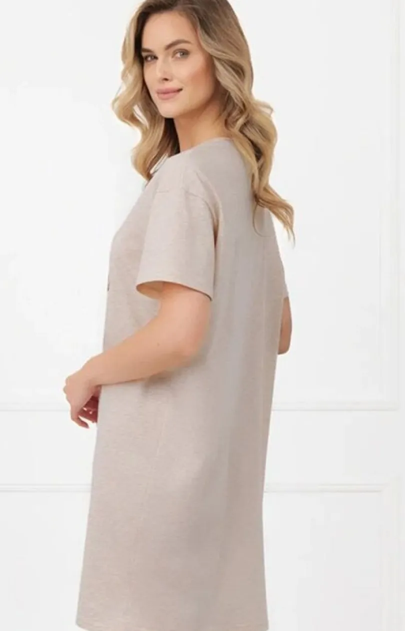 Damskie Italian Fashion Koszule Nocne|Koszule Nocne Damskie - Bawełniana kozua nocna z krótki rękawe hiba