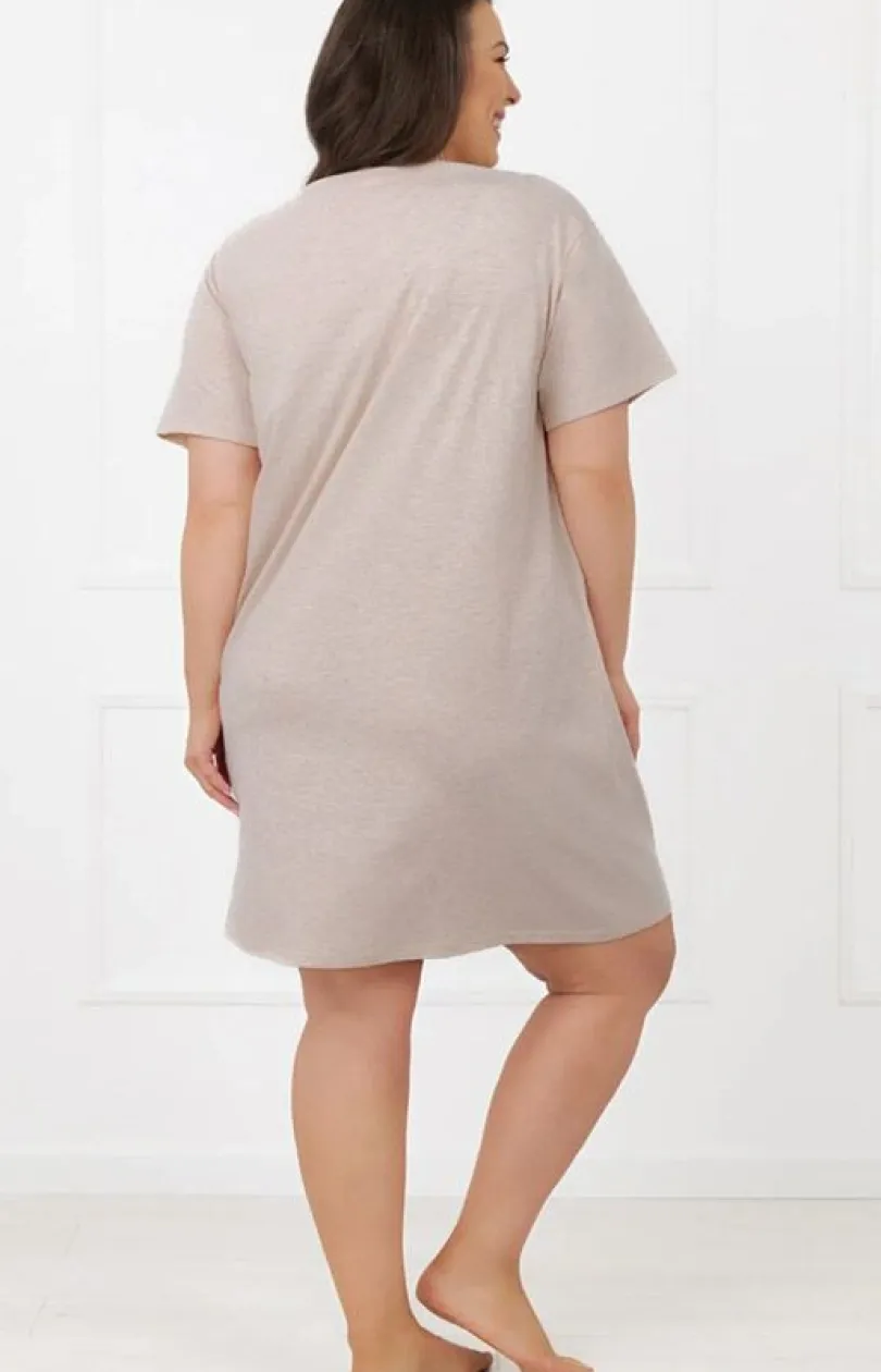 Damskie Italian Fashion Koszule Nocne|Koszule Nocne Damskie - Bawełniana kozua nocna z krótki rękawe hiba