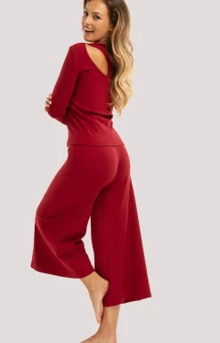 Damskie Unikat Bielizna Homewear|Piżamy Damskie - Bawełniana piżaa daka bordowa Zen