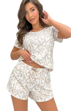 Damskie Donna Piżamy Damskie Krótkie|Bielizna Homewear - Bawełniana piżama damka dwuczęściowa w erca Adore