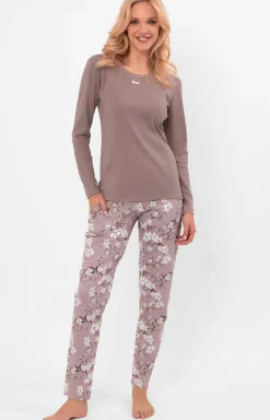 Damskie Italian Fashion Bielizna Homewear|Piżamy Damskie - Bawełniana piżaa daka na długi rękaw i długie podnie Kiuri