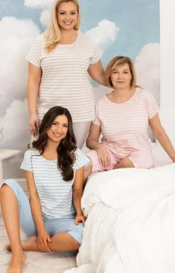 Bawełniana piżama damska niebieska plus size 4013