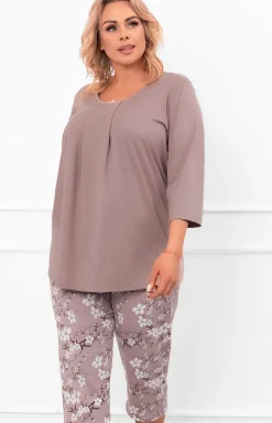 Damskie Italian Fashion Piżamy Damskie|Piżamy Dwuczęściowe - Bawełniana piżaa daska 3/4 Oszia