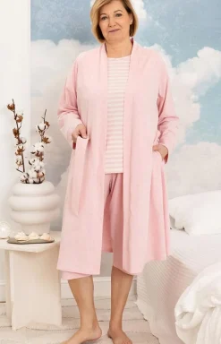 Damskie Regina Ciepłe Piżamy|Piżamy Damskie - Bawełniana piżama damska różowa plus size 4013