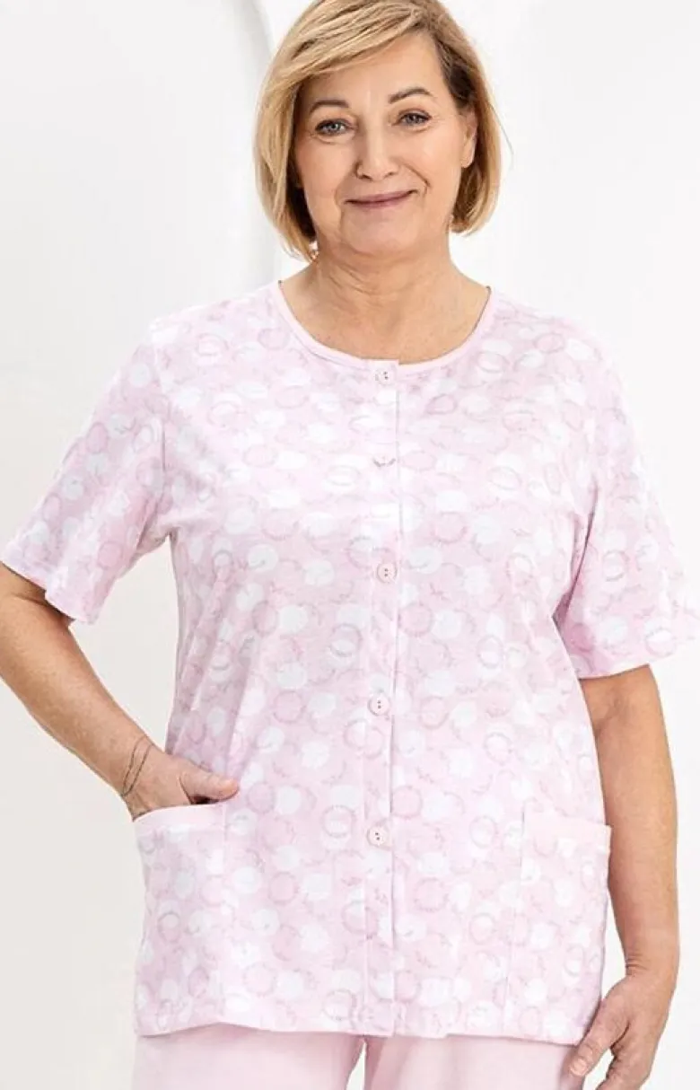Damskie Regina Piżamy Damskie|Bielizna Ciążowa - Bawełniana piżama damska rozpinana plus size niebieska 738