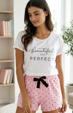 Damskie Momenti per me Piżamy Damskie Krótkie|Bielizna Plus Size - Bawełniana piżama damska Sweet Dreams