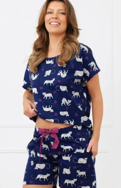 Damskie Italian Fashion Piżamy Damskie Krótkie|Piżamy Damskie - Bawełniana piżaa daka w koty ii