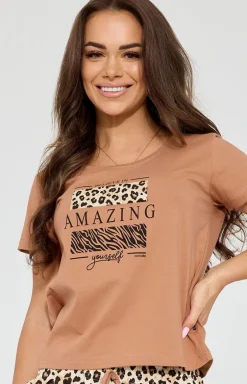 Bawełniana piżama damska w panterkę Amazing 880/353