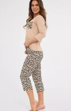 Bawełniana piżama damska 3/4 w panterę Plus Size 602/441 Panther