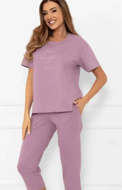 Damskie Italian Fashion Ciepłe Piżamy|Piżamy Damskie - Bawełniana piżaa daka wrzoowa Kara