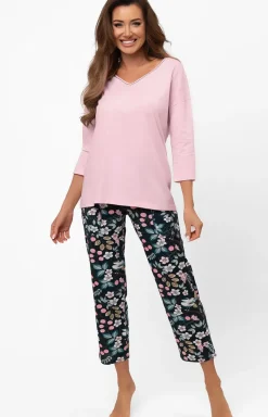 Damskie Italian Fashion Bielizna Homewear|Piżamy Damskie - Bawełniana piżaa daka z rękawe 3/4 i podniai 7/8 arial