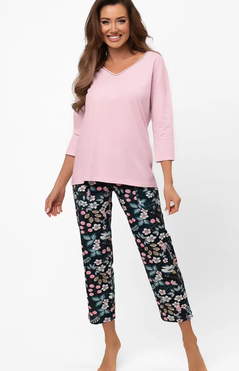 Damskie Italian Fashion Bielizna Homewear|Piżamy Damskie - Bawełniana piżaa daka z rękawe 3/4 i podniai 7/8 arial