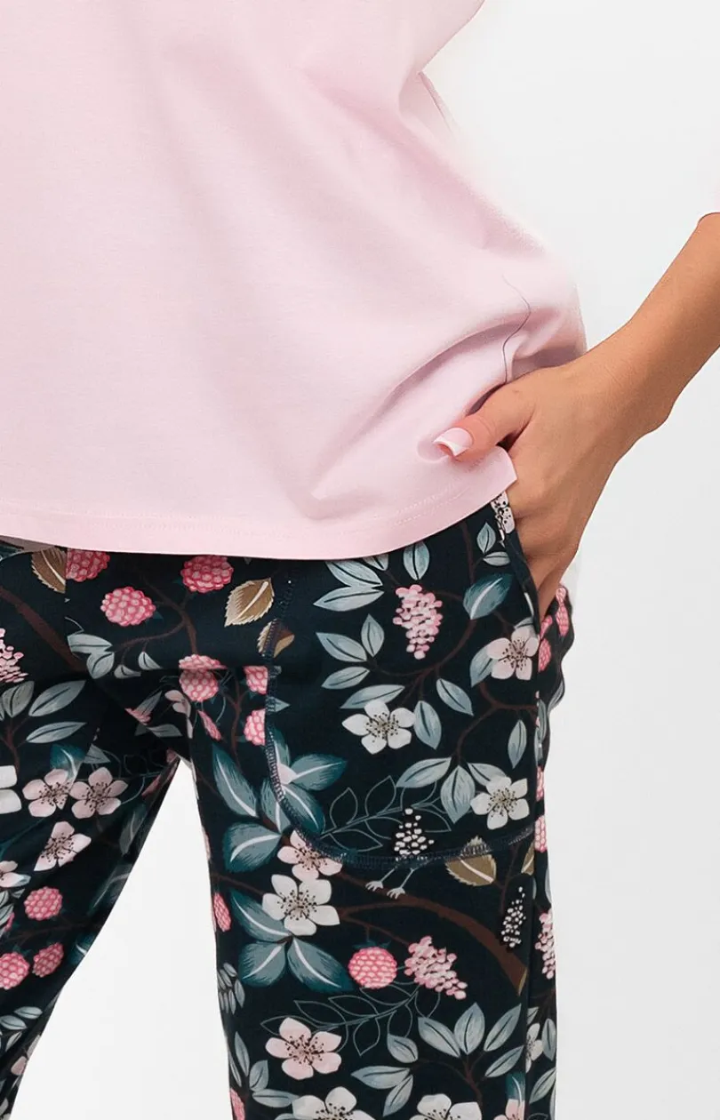 Damskie Italian Fashion Bielizna Homewear|Piżamy Damskie - Bawełniana piżaa daka z rękawe 3/4 i podniai 7/8 arial
