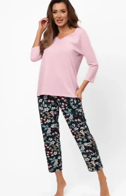 Damskie Italian Fashion Bielizna Homewear|Piżamy Damskie - Bawełniana piżaa daka z rękawe 3/4 i podniai 7/8 arial