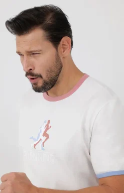 Bawełniana piżama męska dwuczęściowa ecru-szary Sport