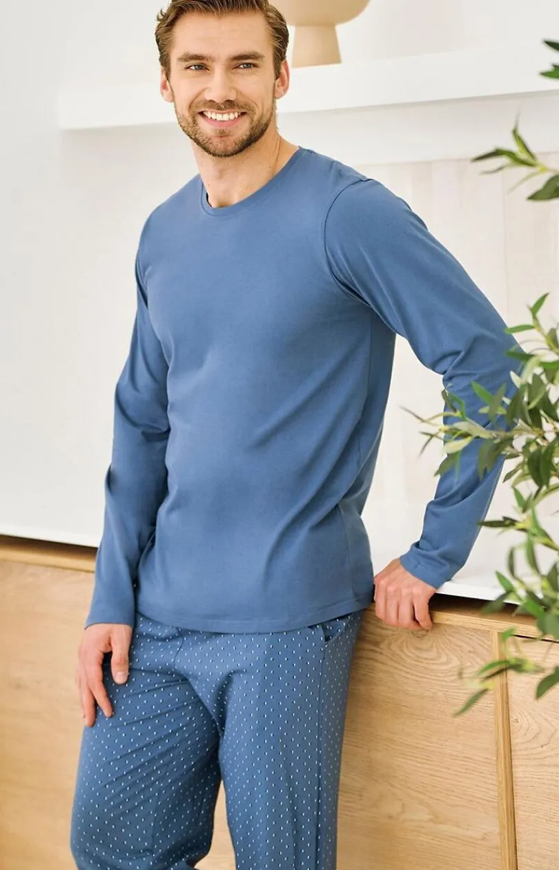 Męskie Taro Piżamy Męskie - Bawełniana piżama męska jeans Lorenzo 3474