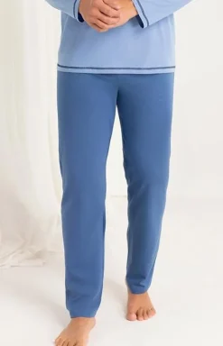 Męskie Regina Piżamy Męskie - Bawełniana piżama męska niebieska 487